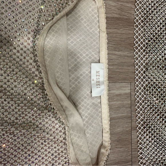 Diamante Mesh Mini Skirt and top - Cream - Picture 5 of 6